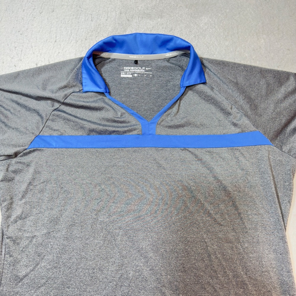Nike Golf Polo Shirt‎ Mens XL Gray Blue Excellent Dri-FIT Tour Performance